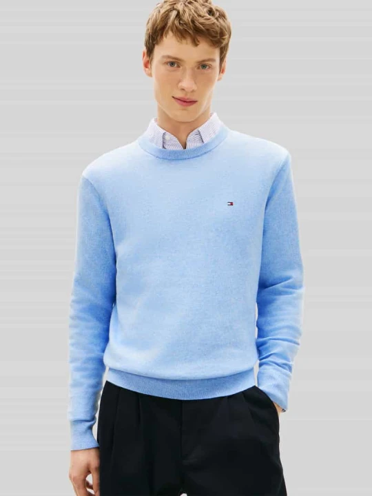 Zdjęcie produktu Sweter o kroju regular fit z mieszanki bawełny i kaszmiru Tommy Hilfiger Jasnoniebieski