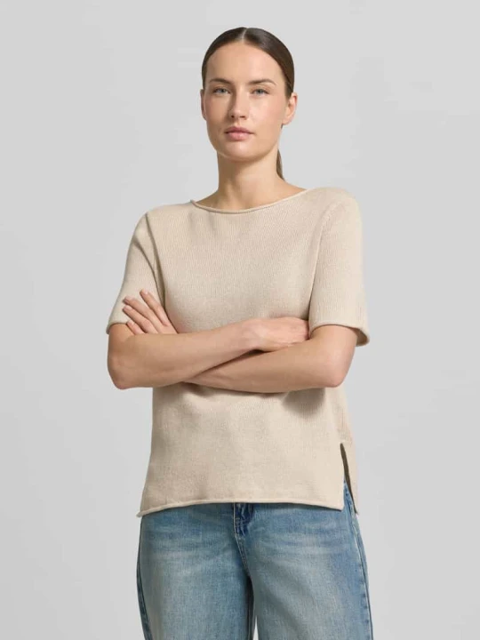 Zdjęcie produktu męski t-shirt w kroju regular fit z mieszanki bawełny i lnu Marc O'Polo Kamienny