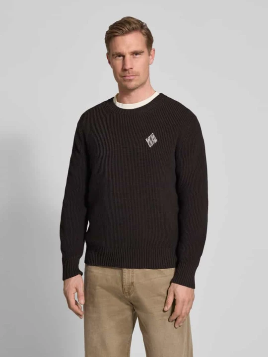 Zdjęcie produktu Sweter o kroju regular fit z mieszanki bawełny model „COTES PERLES” Lacoste Czekoladowy