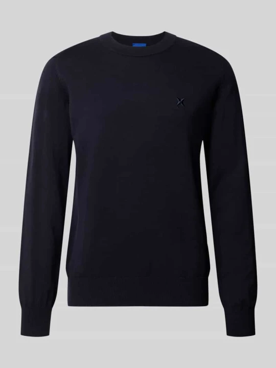 Zdjęcie produktu sweter w kroju regular fit z mieszanki bawełny model 'San Celio' Hugo Ciemnoniebieski
