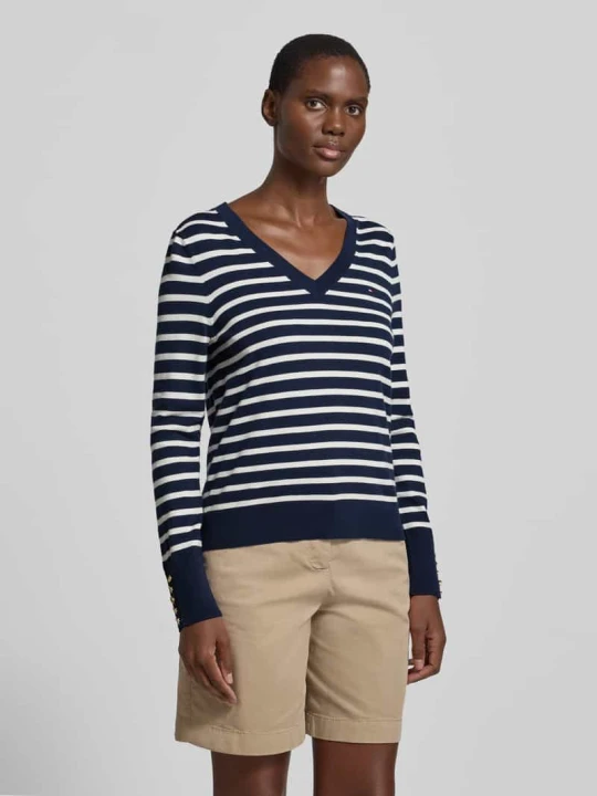 Zdjęcie produktu Sweter o kroju regular fit z mieszanki bawełny Tommy Hilfiger Granatowy
