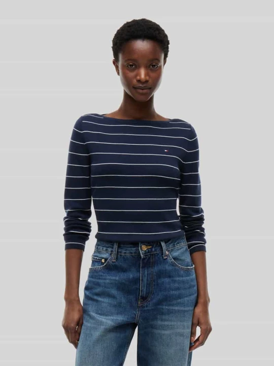 Zdjęcie produktu Sweter o kroju regular fit z mieszanki bawełny Tommy Hilfiger Granatowy