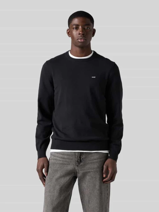 Zdjęcie produktu Sweter o kroju regular fit z mieszanki bawełny z wyhaftowanym logo Levi's Czarny
