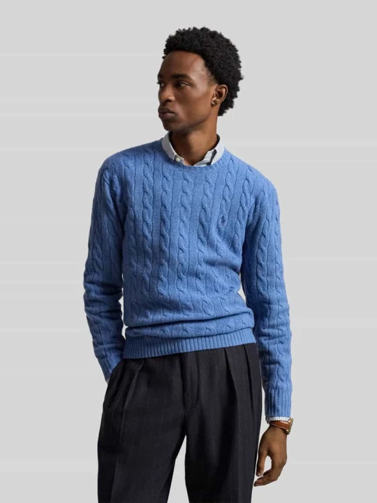 Zdjęcie produktu Sweter o kroju regular fit z mieszanki wełny i kaszmiru Polo Ralph Lauren Jeansowy niebieski