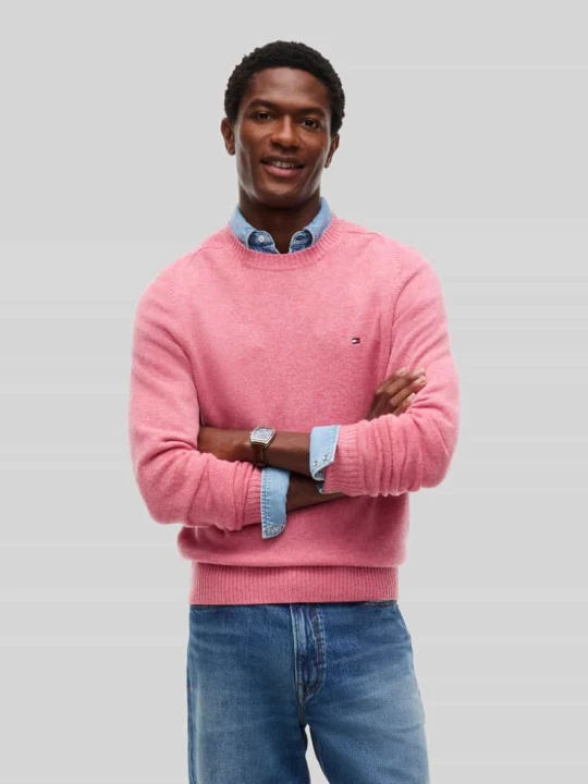 Zdjęcie produktu Sweter o kroju regular fit z mieszanki wełny jagnięcej Tommy Hilfiger Mocnoróżowy melanż