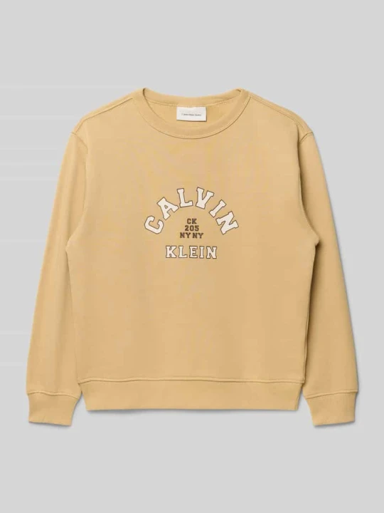 Zdjęcie produktu Bluza o kroju regular fit z nadrukiem z logo model 'Varsity' Calvin Klein Jeans Camel