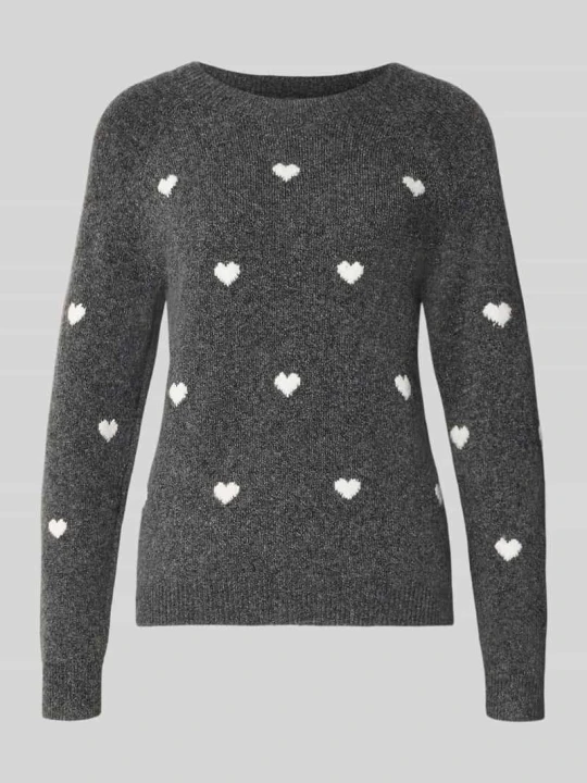 Zdjęcie produktu sweter o kroju regular fit z okrągłym dekoltem model 'DOFFY' Vero Moda Ciemnoszary melanż