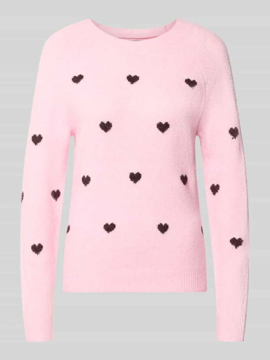 Zdjęcie produktu sweter o kroju regular fit z okrągłym dekoltem model 'DOFFY' Vero Moda Mocnoróżowy