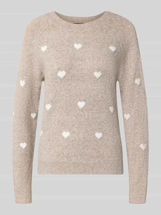 Zdjęcie produktu sweter o kroju regular fit z okrągłym dekoltem model 'DOFFY' Vero Moda Piaskowy