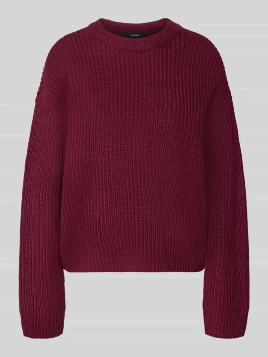 Zdjęcie produktu sweter o kroju regular fit z okrągłym dekoltem model 'LEA' Vero Moda Ciemnoczerwony