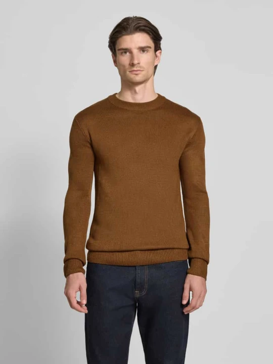 Zdjęcie produktu Sweter o kroju regular fit z prążkowanej dzianiny Tom Tailor Camel