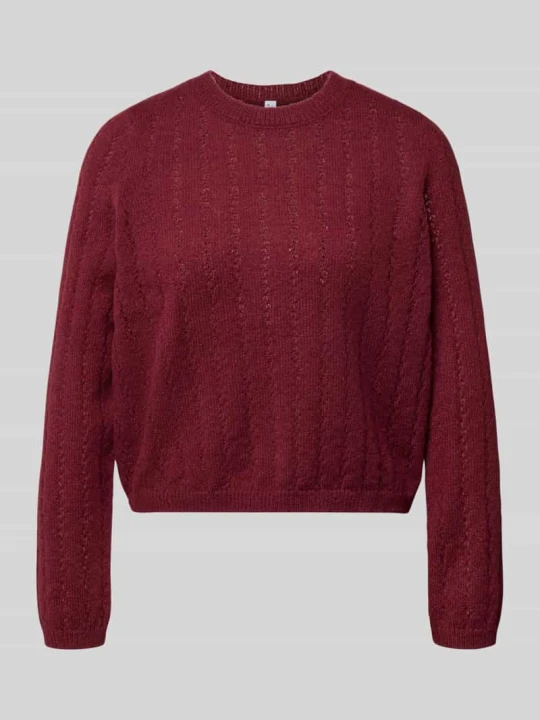 Zdjęcie produktu sweter o kroju regular fit z prążkowanymi ściągaczami na rękawach model 'ADA' Pieces Bordowy