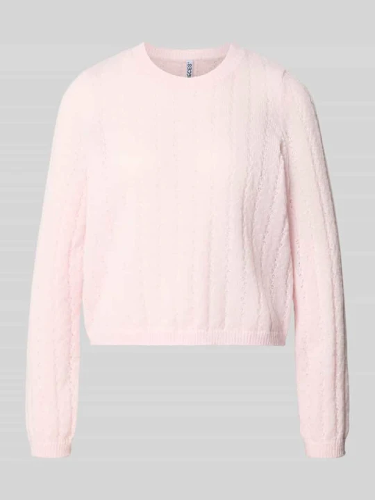 Zdjęcie produktu sweter o kroju regular fit z prążkowanymi ściągaczami na rękawach model 'ADA' Pieces Różowy