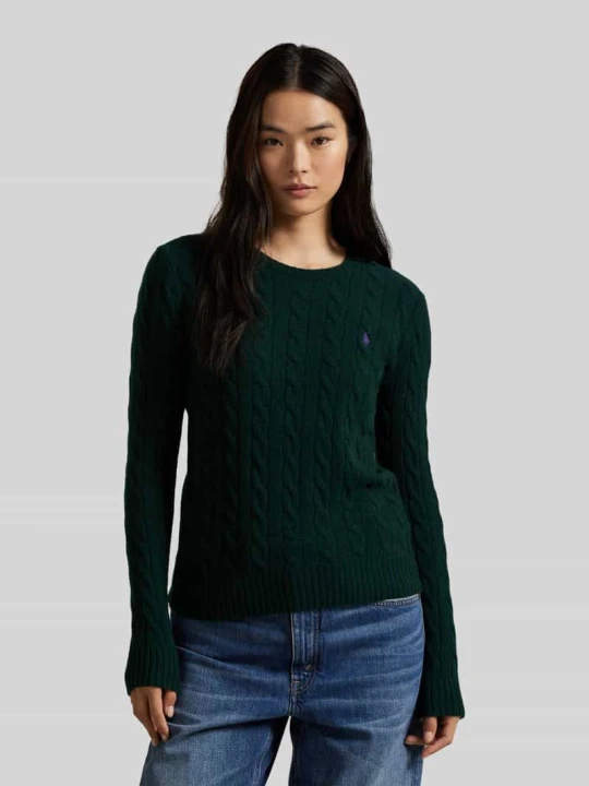 Zdjęcie produktu sweter o kroju regular fit z wyhaftowanym logo Polo Ralph Lauren Zielony