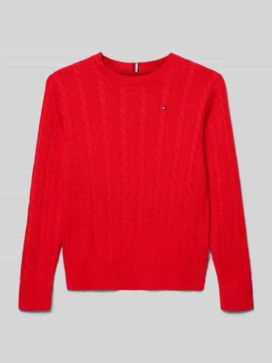 Zdjęcie produktu sweter o kroju regular fit ze ściegiem warkoczowym Tommy Hilfiger Czerwony