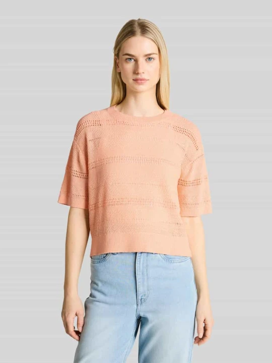 Zdjęcie produktu Sweter o kroju relaxed fit w stylu dzianiny Tom Tailor Morelowy