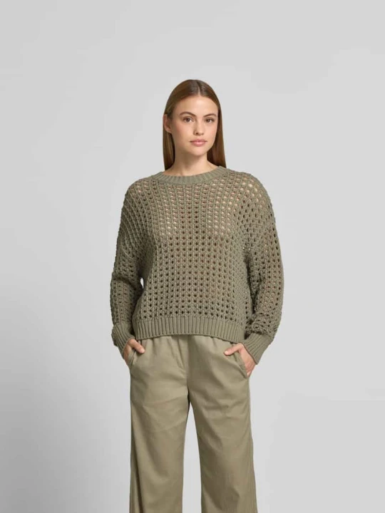 Zdjęcie produktu Sweter o kroju relaxed fit z ażurowym wzorem Juvia Oliwkowy