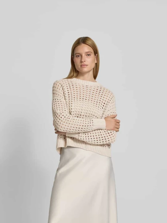 Zdjęcie produktu Sweter o kroju relaxed fit z ażurowym wzorem Juvia Piaskowy