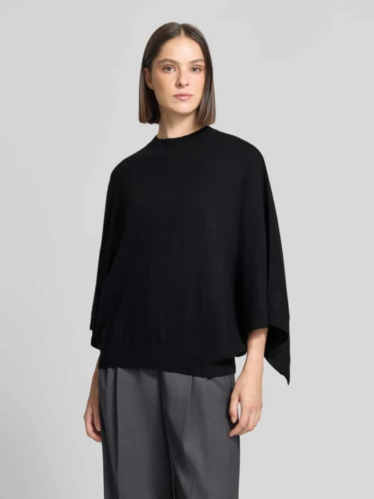 Zdjęcie produktu Sweter o kroju relaxed fit z czystego kaszmiru w imitacji dzianiny HERZENS Czarny