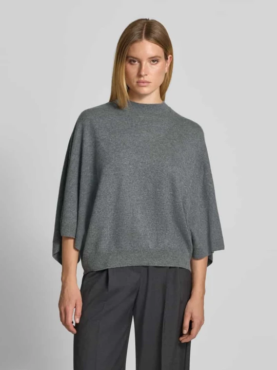 Zdjęcie produktu Sweter o kroju relaxed fit z czystego kaszmiru w imitacji dzianiny HERZENS Średnioszary