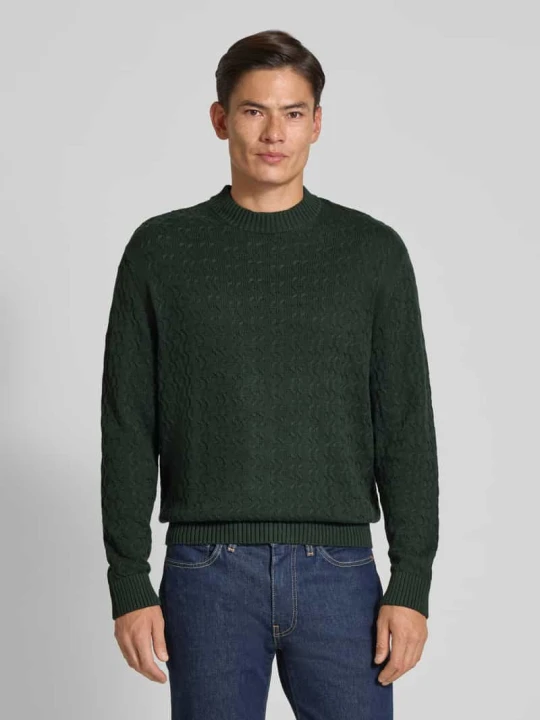 Zdjęcie produktu Sweter o kroju relaxed fit z czystej bawełny model ‘PHILIP’ Selected Homme Ciemnozielony