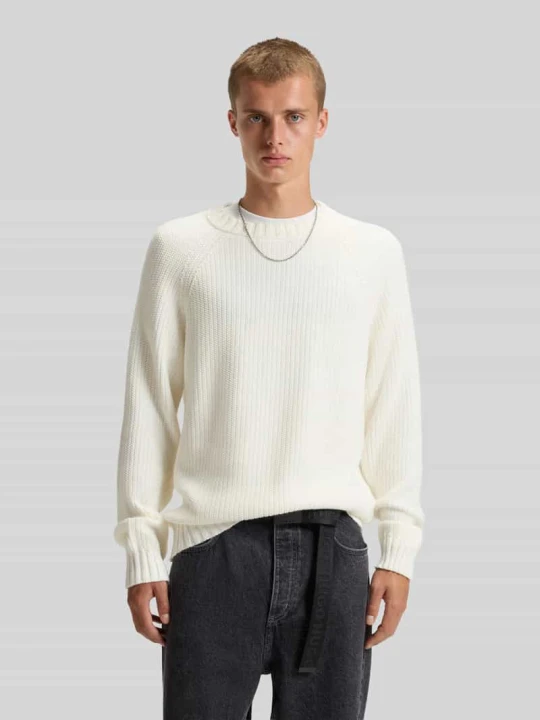 Zdjęcie produktu Sweter o kroju relaxed fit z czystej bawełny model 'Sonnee' Hugo Złamany biały