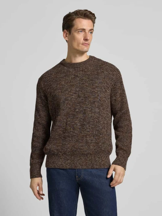 Zdjęcie produktu Sweter o kroju relaxed fit z czystej bawełny model ‘TILUM’ Selected Homme Ciemnobrązowy
