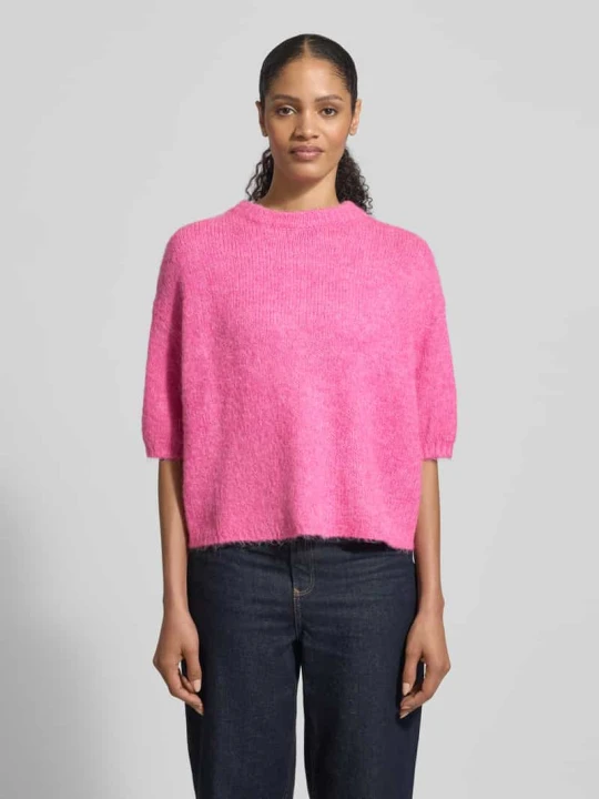 Zdjęcie produktu Sweter o kroju relaxed fit z dodatkiem wełny lana model „Otia” B.Young Mocnoróżowy