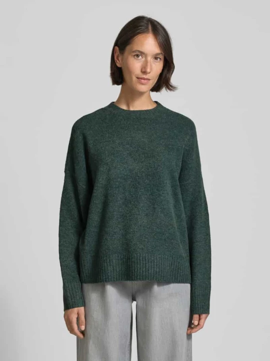 Zdjęcie produktu Sweter o kroju relaxed fit z domieszką wełny model 'BOOM' Vero Moda Ciemnozielony