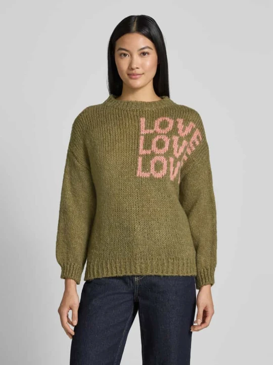Zdjęcie produktu Sweter o kroju relaxed fit z dodatkiem wiskozy ‘Dela’ ZABAIONE Khaki