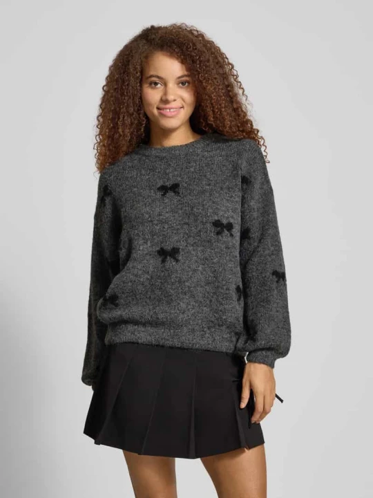 Zdjęcie produktu Sweter o kroju relaxed fit z dzianiny z dodatkiem wełny model ‘BRUNHILDA LIFE’ Only Antracytowy