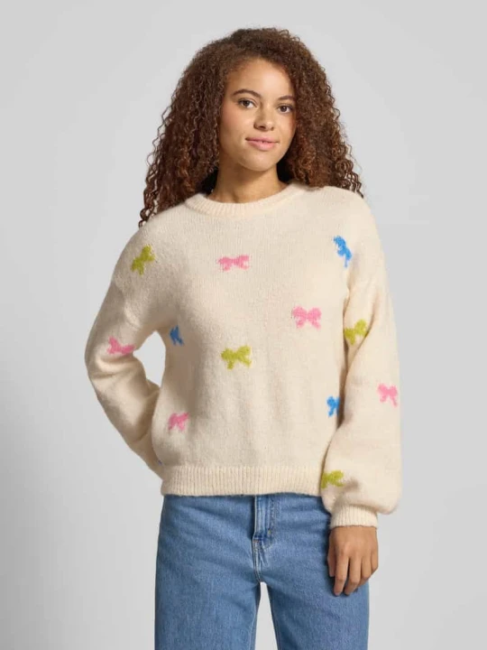 Zdjęcie produktu Sweter o kroju relaxed fit z dzianiny z dodatkiem wełny model ‘BRUNHILDA LIFE’ Only Złamany biały