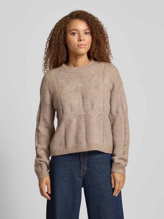 Zdjęcie produktu Sweter o kroju relaxed fit z dzianiny z dodatkiem wełny model ‘JENNA’ Pieces Beżowy
