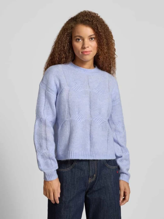 Zdjęcie produktu Sweter o kroju relaxed fit z dzianiny z dodatkiem wełny model ‘JENNA’ Pieces Jasnoniebieski
