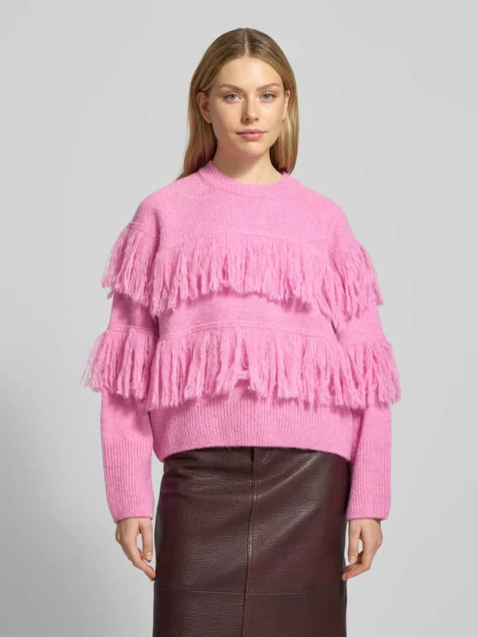 Zdjęcie produktu Sweter z dzianiny o kroju relaxed fit z dodatkiem wełny Model 'JOHNS' Essentiel Antwerp Różowy