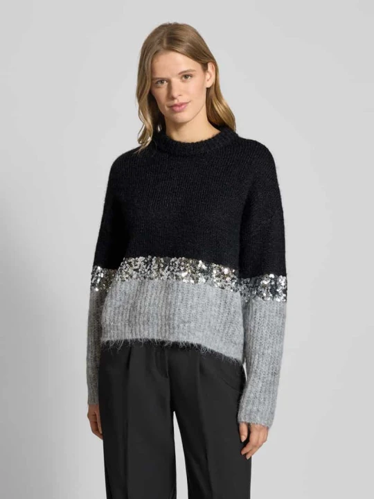 Zdjęcie produktu Sweter o kroju relaxed fit z dzianiny z dodatkiem wełny model ‘MAINE’ Only Metaliczny czarny