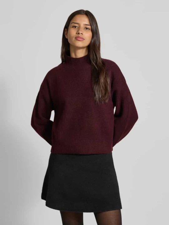 Zdjęcie produktu Sweter z półgolfem o kroju relaxed fit z dodatkiem wełny model „Paulina” NEO NOIR Bordowy
