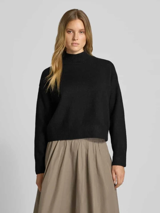 Zdjęcie produktu Sweter z półgolfem o kroju relaxed fit z dodatkiem wełny model „Paulina” NEO NOIR Czarny