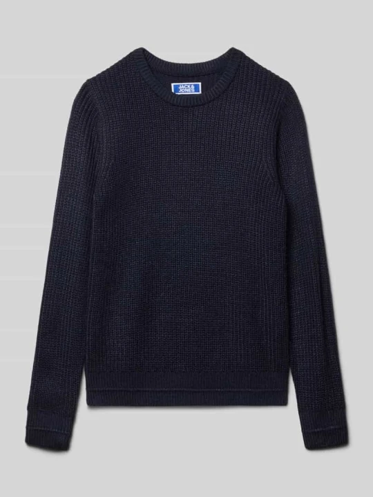 Zdjęcie produktu Sweter o kroju relaxed fit z efektem dzianiny model ‘Kaito’ Jack&Jones Granatowy