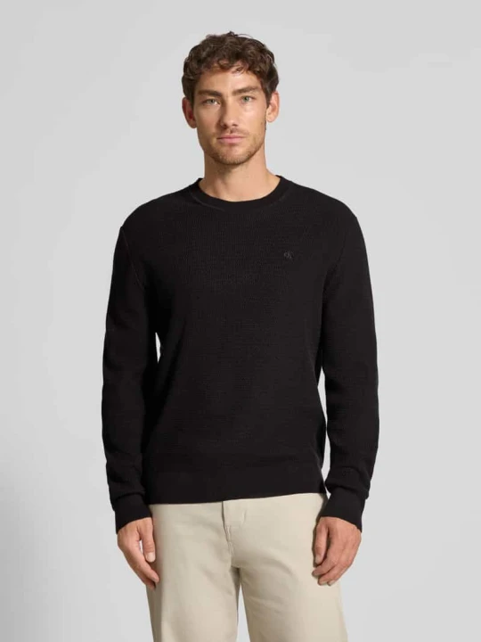 Zdjęcie produktu Sweter o kroju relaxed fit z efektem dzianiny model ‘Texture’ Calvin Klein Czarny
