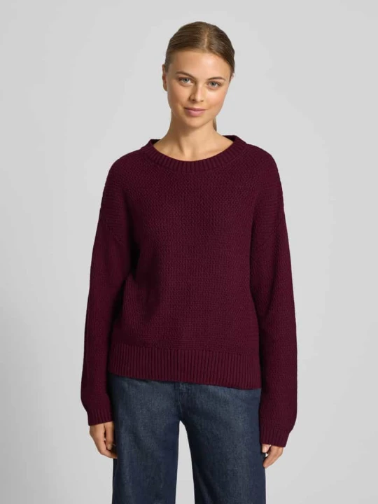 Zdjęcie produktu Sweter o kroju relaxed fit z imitacji dzianiny z obniżonymi ramionami MORE & MORE Bordowy