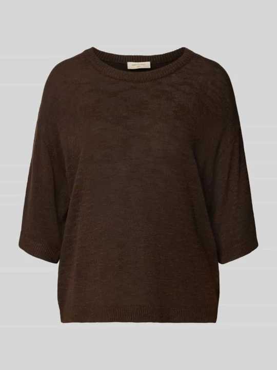 Zdjęcie produktu Sweter o kroju relaxed fit z mieszanka wiskozy model 'Vicki' Freequent Ciemnobrązowy