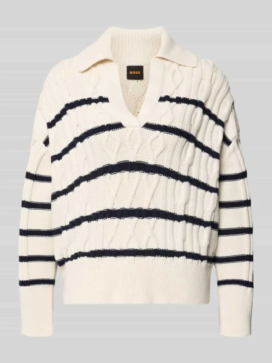 Zdjęcie produktu Sweter o kroju relaxed fit z mieszanki bawełny model 'C_Farboria' Boss Złamany biały