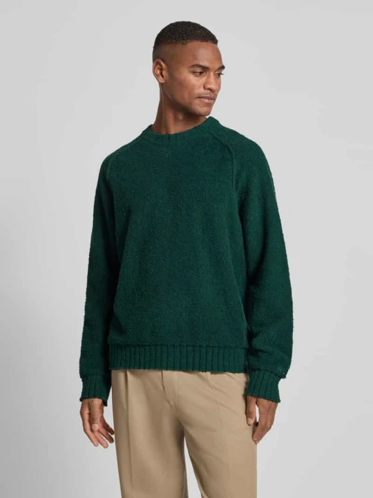 Zdjęcie produktu Sweter o kroju relaxed fit z mieszanki bawełny model ‘SAN CHRISTOPHER’ Hugo Ciemnozielony