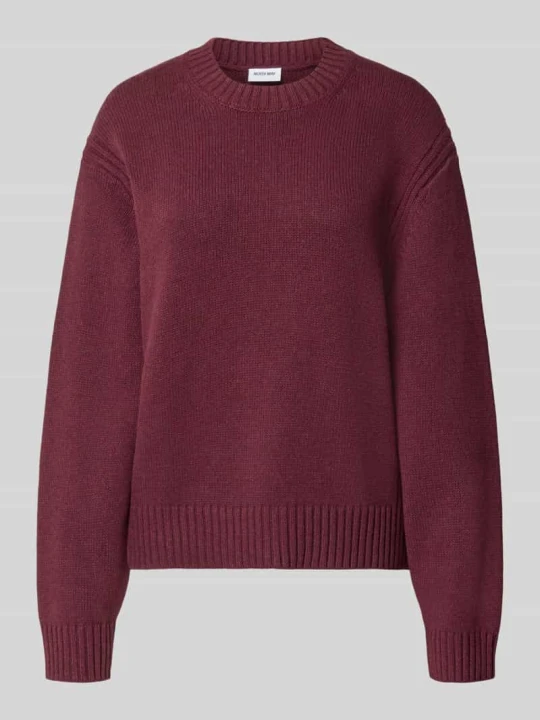 Zdjęcie produktu Sweter o kroju relaxed fit z mieszanki bawełny w imitacji dzianiny Noisy May Śliwkowy