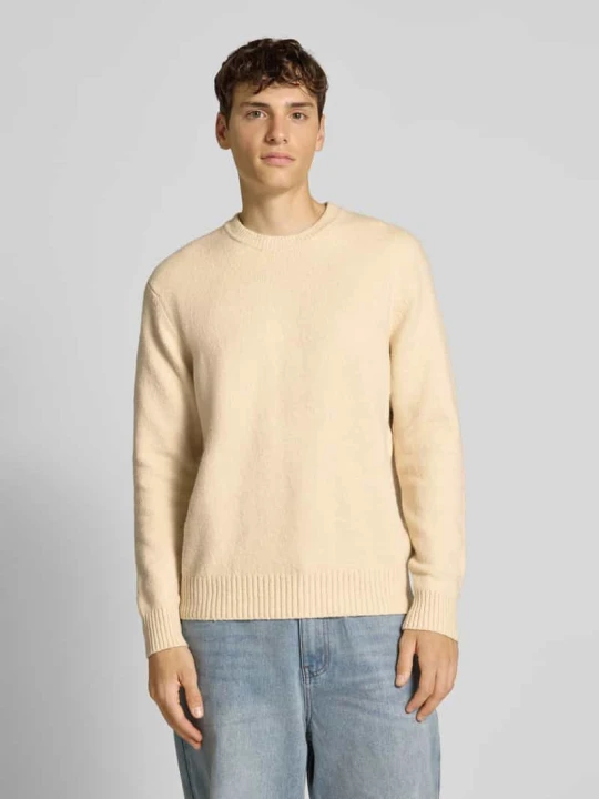 Zdjęcie produktu Sweter o kroju relaxed fit z mieszanki bawełny z dodatkiem wełny model ‘JAMES’ Only & Sons Złamany biały