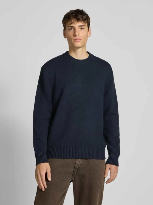 Zdjęcie produktu Sweter o kroju relaxed fit z mieszanki bawełny z dodatkiem wełny model ‘JAMES’ Only & Sons Ciemnoniebieski
