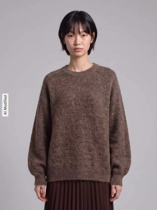 Zdjęcie produktu Sweter o kroju relaxed fit z mieszanki wełny model 'LULU' Selected Ciemnobrązowy