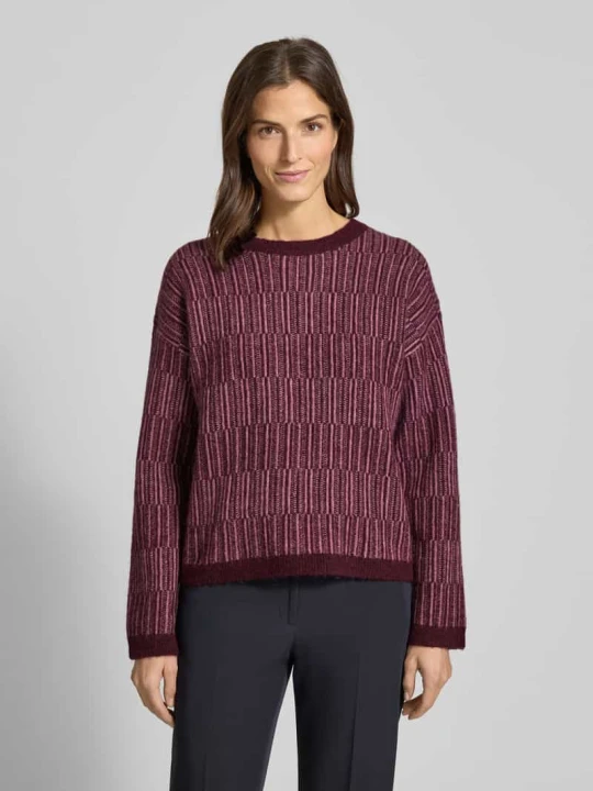 Zdjęcie produktu Sweter o kroju relaxed fit z mieszanki wełny z dodatkiem wełny z alpaki model ‘FALVA’ Selected Bordowy