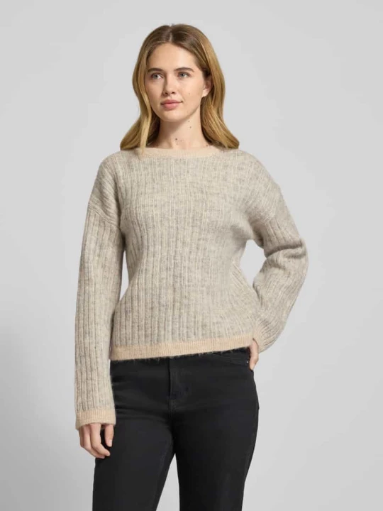 Zdjęcie produktu Sweter o kroju relaxed fit z mieszanki wełny z dodatkiem wełny z alpaki model ‘FALVA’ Selected Beżowy